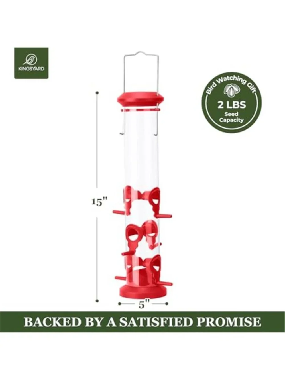 New 2 Pack Tube Bird Feeders for Outdoors Hanging, Premium Hard Plastic